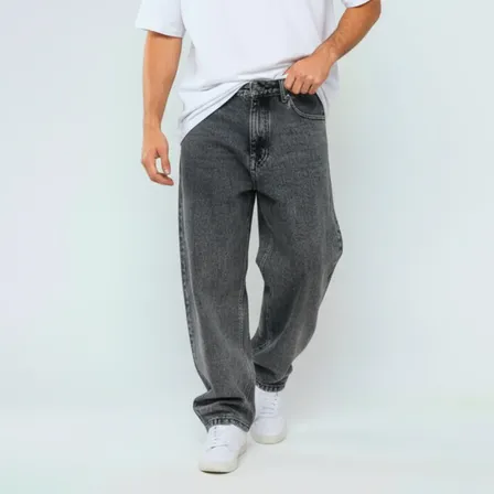 Calça Jeans Masculino Baggy Balão Streetwear Cinza Estonada