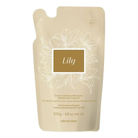 Refil Creme Acetinado Hidratante Corporal Para Pele Lily 250g Bouquet Floral
