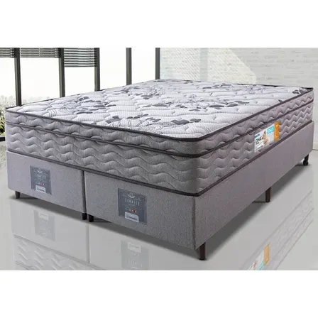 Cama Box King Colchão Ortofirm + Box 193x203x67 One Face Espuma D45 Cinza