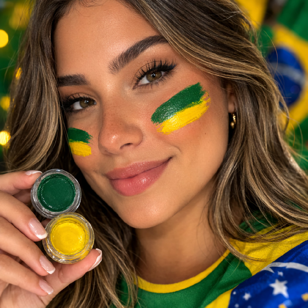 Tinta Facial Brasil Verde e Amarelo Copa do Mundo - 01 unid