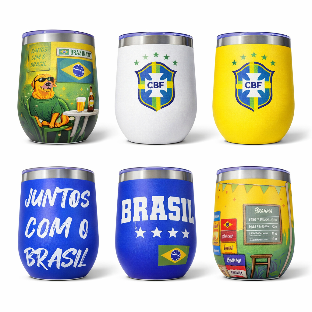 Copo Térmico Cuia Seleção Brasileira 350ml Estampa 360 Full HD
