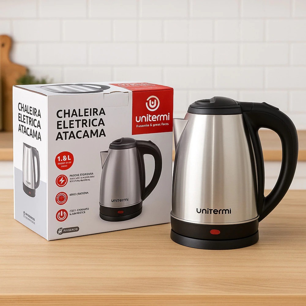 UNITERMI Chaleira Elétrica 1,8 Litros Inox Ideal para Chá, Café e Chimarrão
