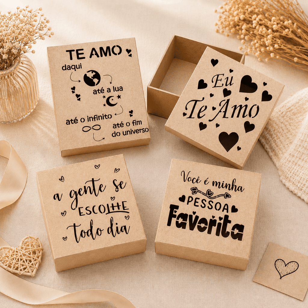 Caixa Presente Namorado Criativo Daqui Até a Lua 15x15x5 Pronta Entrega Envio Imediato MDF