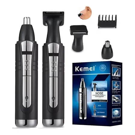 Aparador Pelo Nariz Barba Bigode Depilação Antirruído Kemei Km-6511 Preto