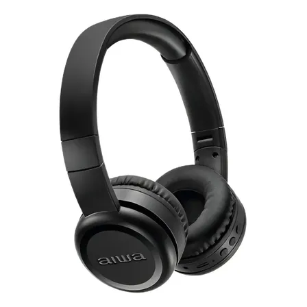 Fone De Ouvido Headphone Aiwa Aws-hp-03-b Bluetooth Bateria Com Até 100 Horas De Duração Cor Preto