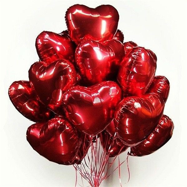 KIt 5/10/20 unidades-  Balão Metalizado Coração VERMELHO - 40cm -18 Polegadas P/Festa Decoração- Namorada/Namorado