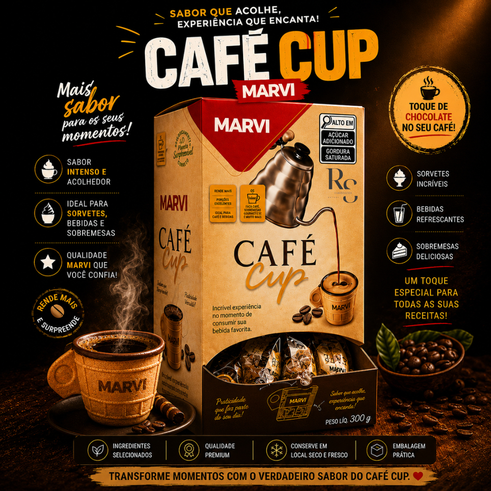 Xícara Casquinha Café Cup com Chocolate Comestível Marvi — Display Canguru