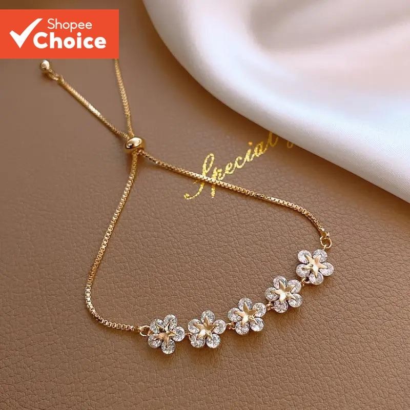 Feel Bracelet Pulseira de Namorada Estilo Simples Estrela Estrela Zircon Petal Frio