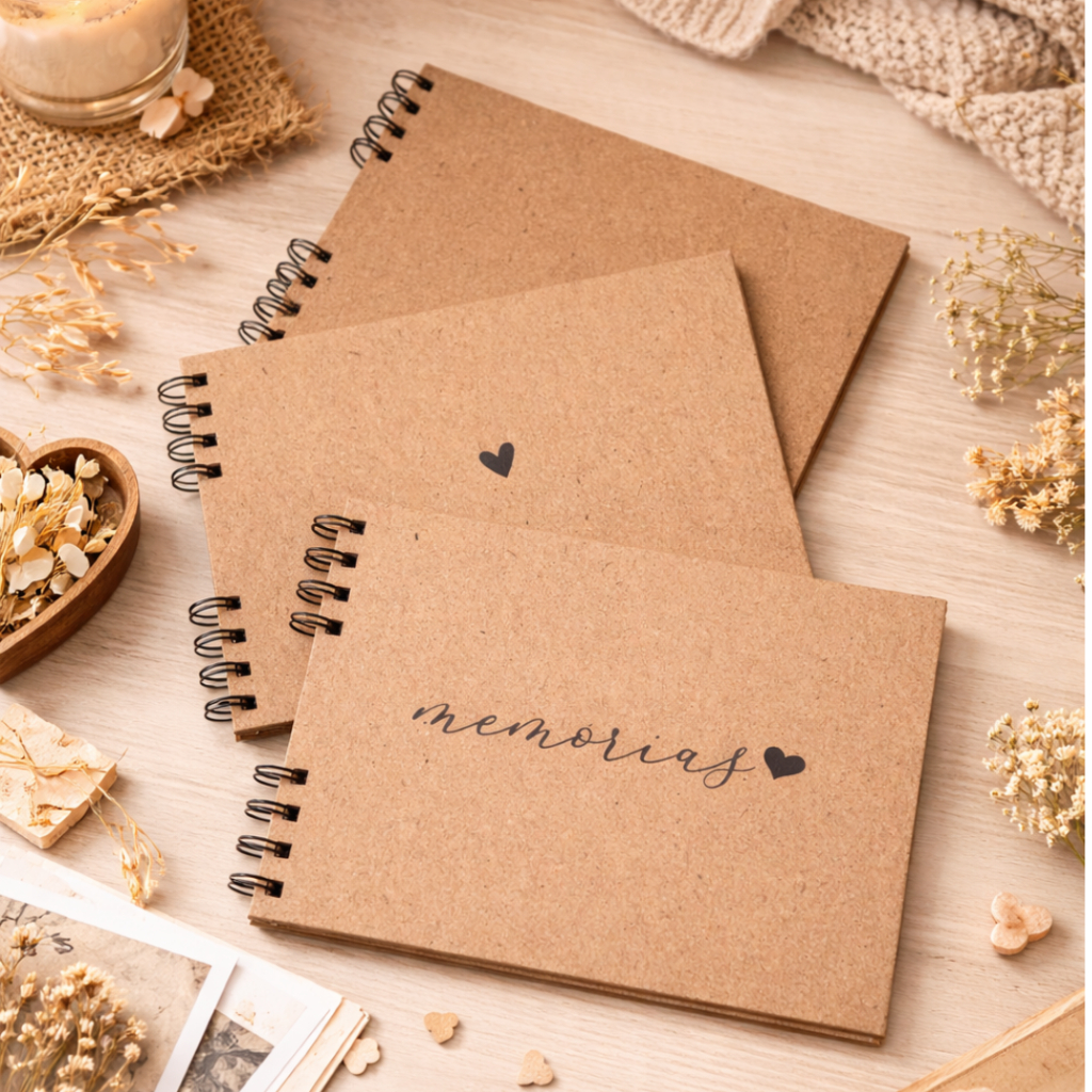 Álbum Scrapbook A5 Kraft 180g Capa Dura Colagem Fotos Lettering Presente Criativo Namorado Romântico