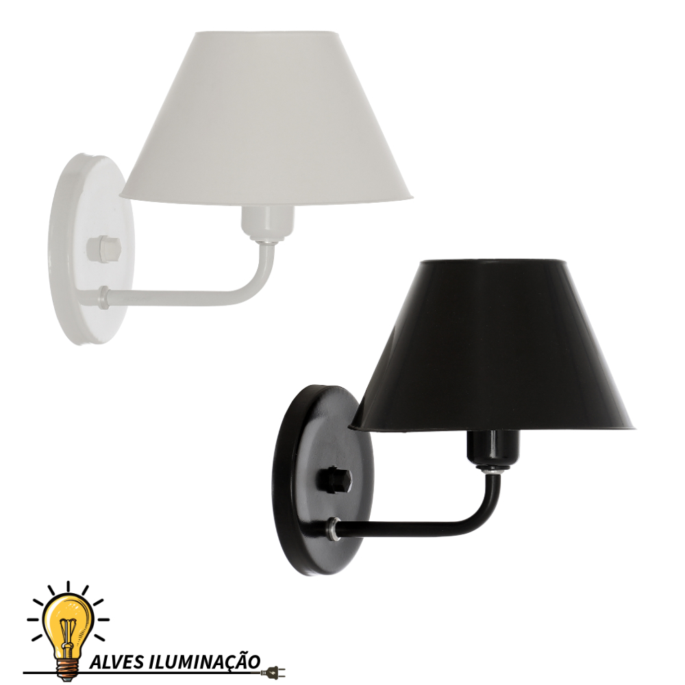 Kit 2 Arandelas Classica Cabeceira Quarto Banheiro Corredor para 1 Lâmpada Soquete E27 Bivolt Completa