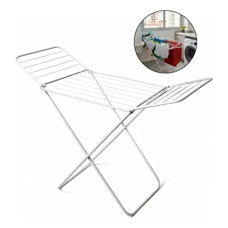 Varal De Chão Dobrável Com Abas Retrátil Aço Reforçado 180x50cm Casa Lys