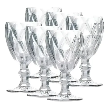Jogo De 6 Taças Transparente Diamond Gamma 340ml