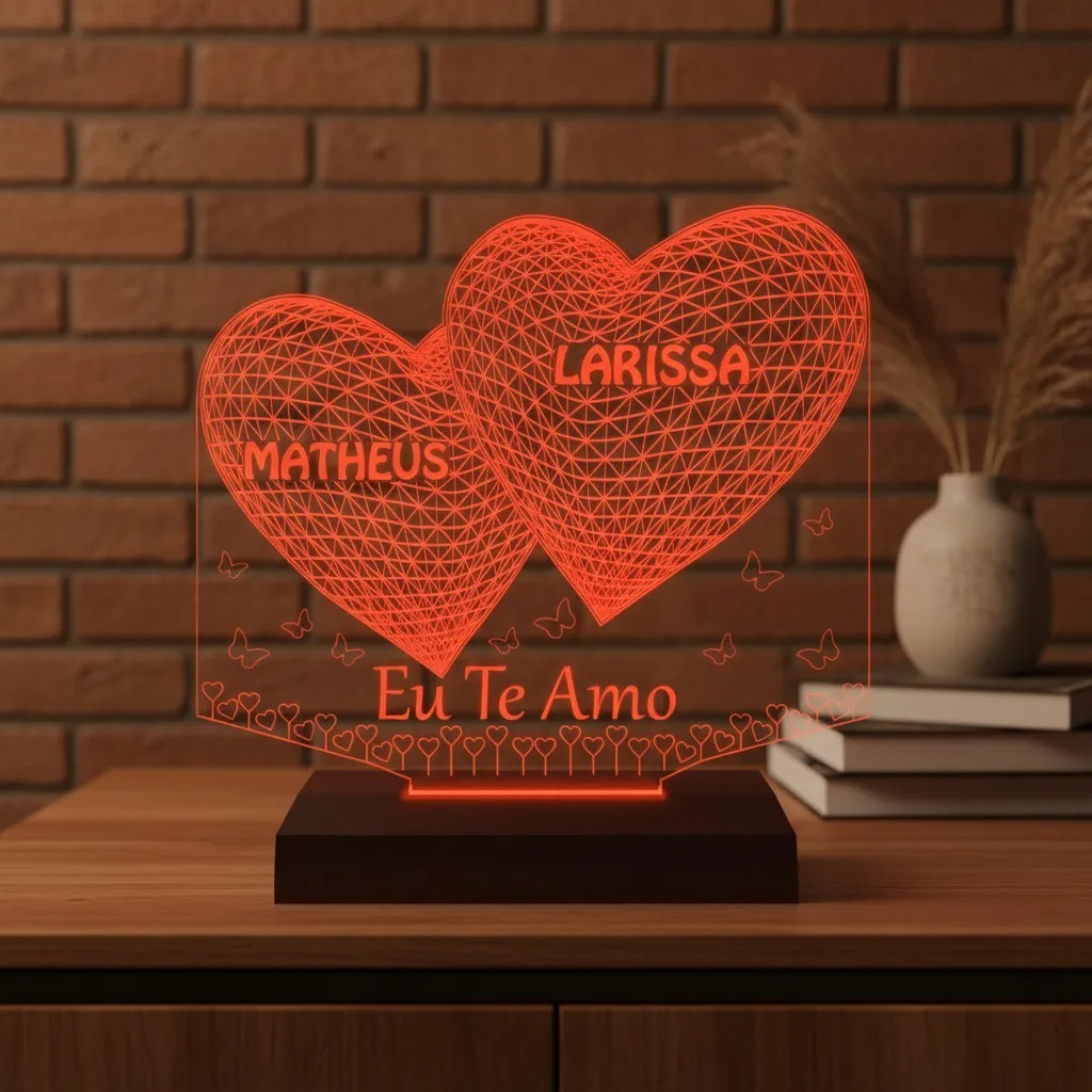 Luminária Led 3d | Dia Dos Namorados Coração 1 | Abajur