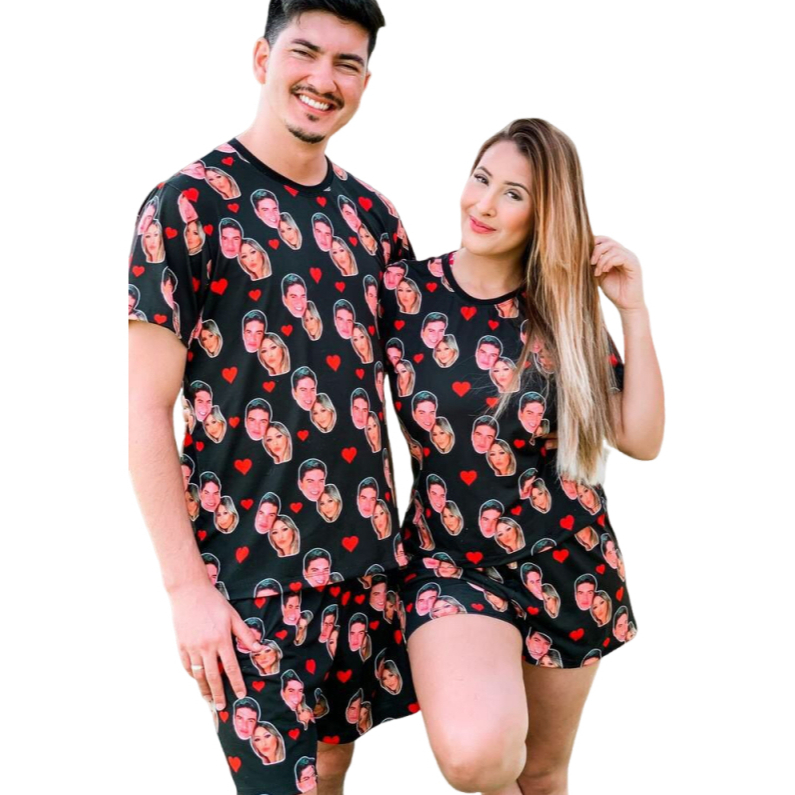 Conjunto Pijama Casal com Foto - Dia dos Namorados