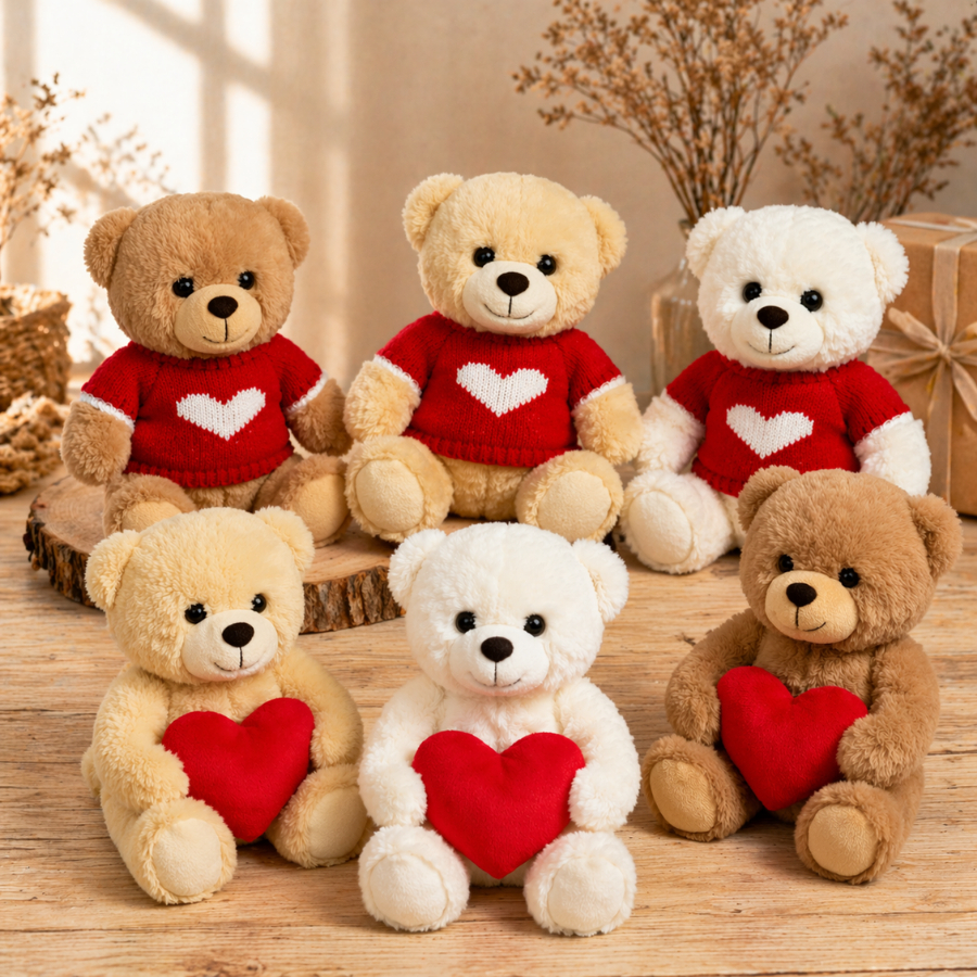 Urso De Pelúcia com Coração/Roupa Presente Dia Dos Namorados / Dia das Mães Decoração Ursinho Fofo