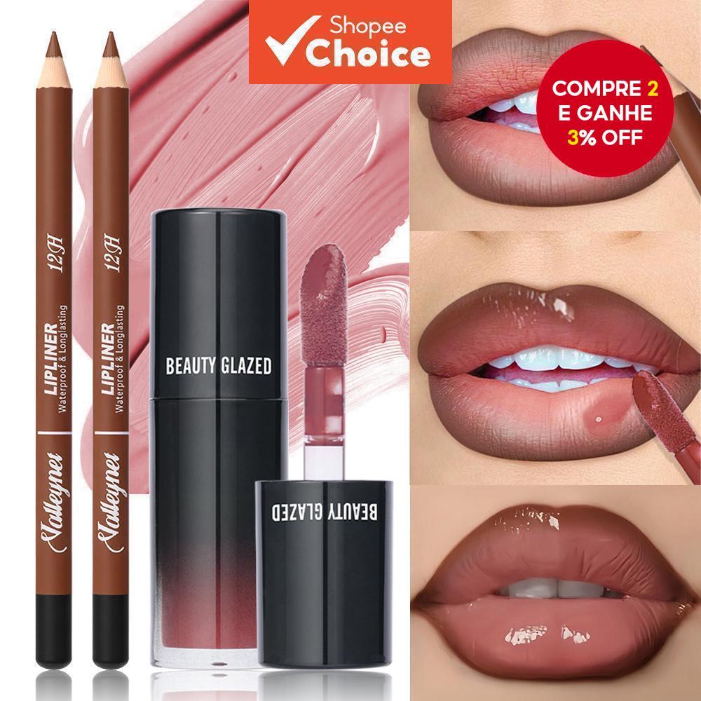 Velvet Lip Makeup Duo 2 Unidades/Conjunto : Visual Natural Hidratante Com Escolha De Cor Fosca De Longa Duração Oficial