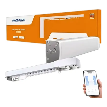 Cortina Inteligente Motorizada Zigbee Novadigital Zc-gm42 Automação Trilho Até 4.1m Compatível Com Alexa E Google Home Cor Branco 220v