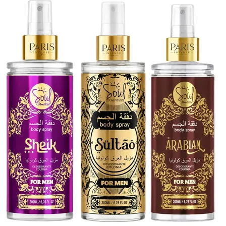 Kit Body Splash Arabe C/3un 200ml Perfume Masculino De Luxo