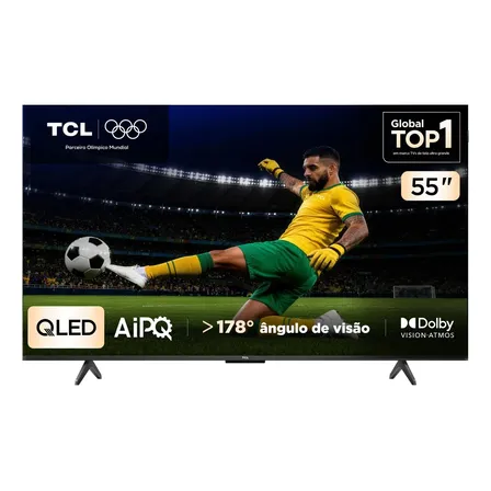 Smart Tv Tcl 55 Polegadas Qled 4k P7k Wifi Bluetooth Google Tv Hdr10+ Dolby Atmos Dolby Vision 55p7k