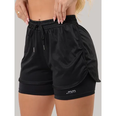 Short Duplo Compressão Fitness Bermuda Academia Feminino