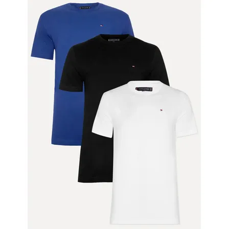 Kit Camisetas Tommy Hilfiger Preta/branca/azul - Original