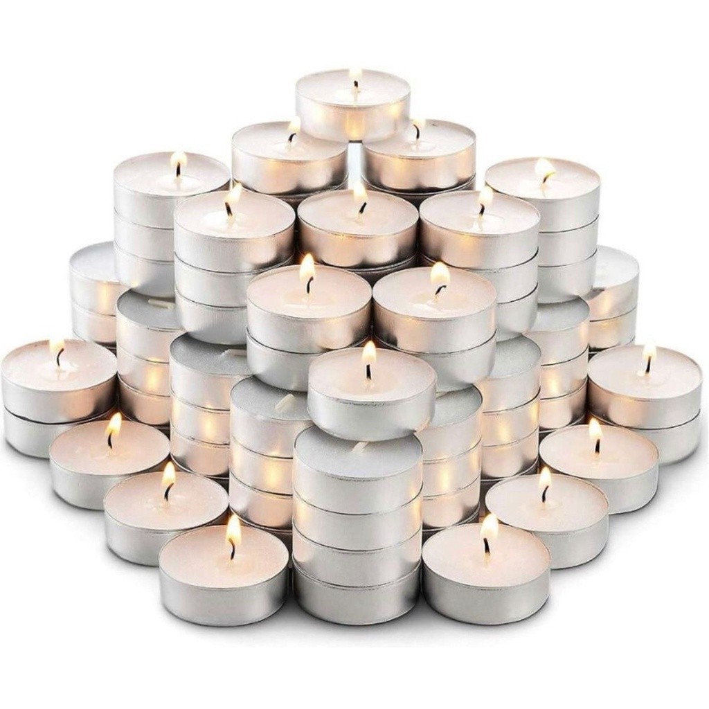 Kit 50/100 Velas Parafina Rechaud C/ Suporte Alumínio Decorativas Dia dos Namorados Surpresa Romantica Decoração