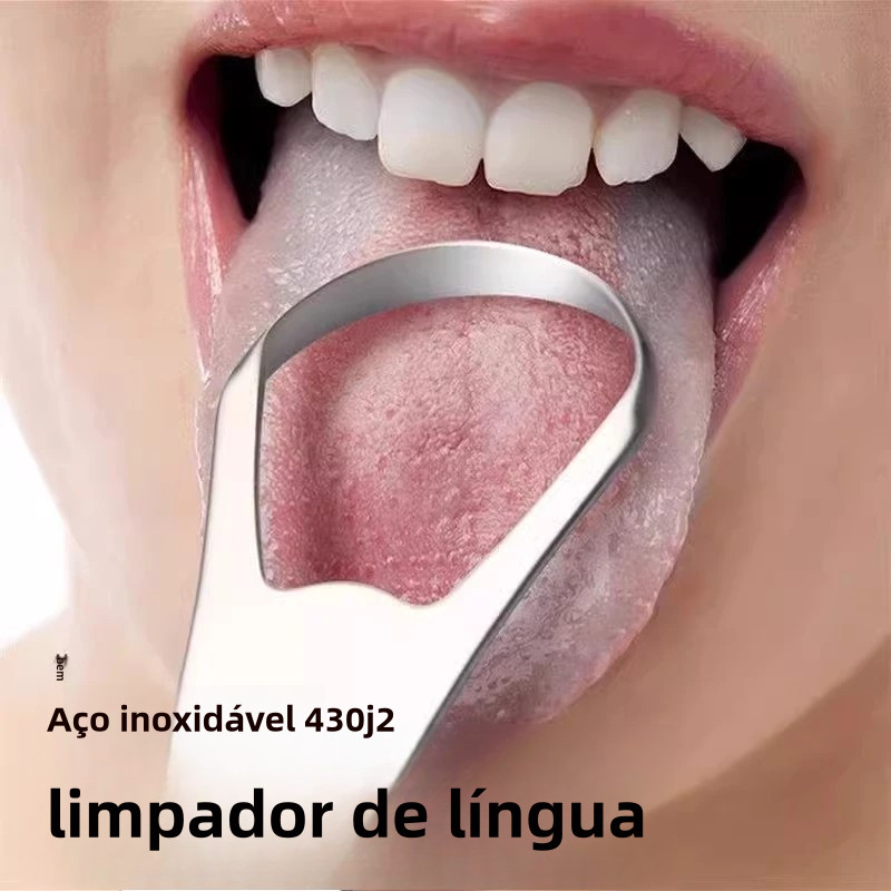 Limpador de Língua Removedor de Aço Inox para Mau Hálito-BB