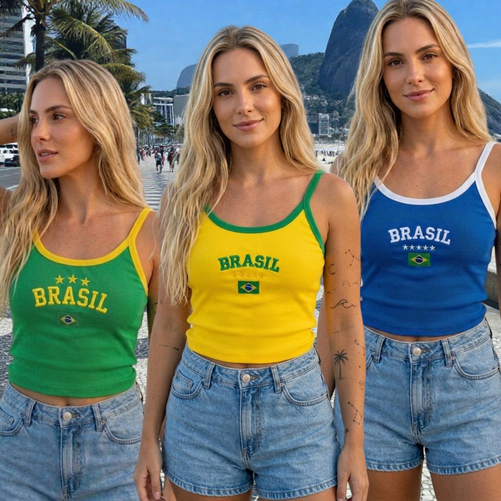 Cropped Brasil Baby look Brasil Gringa feminina