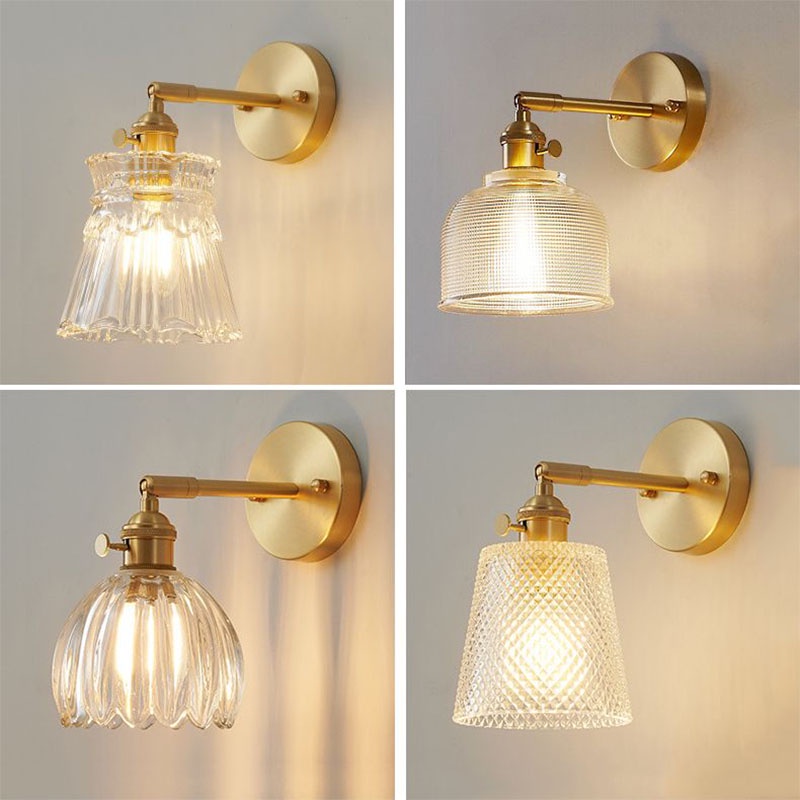 Arandela Nórdica De Cobre, Luminária De Parede De Vidro, Adequada Para Cabeceira Quarto, Corredor, Escada, Sala De Estar