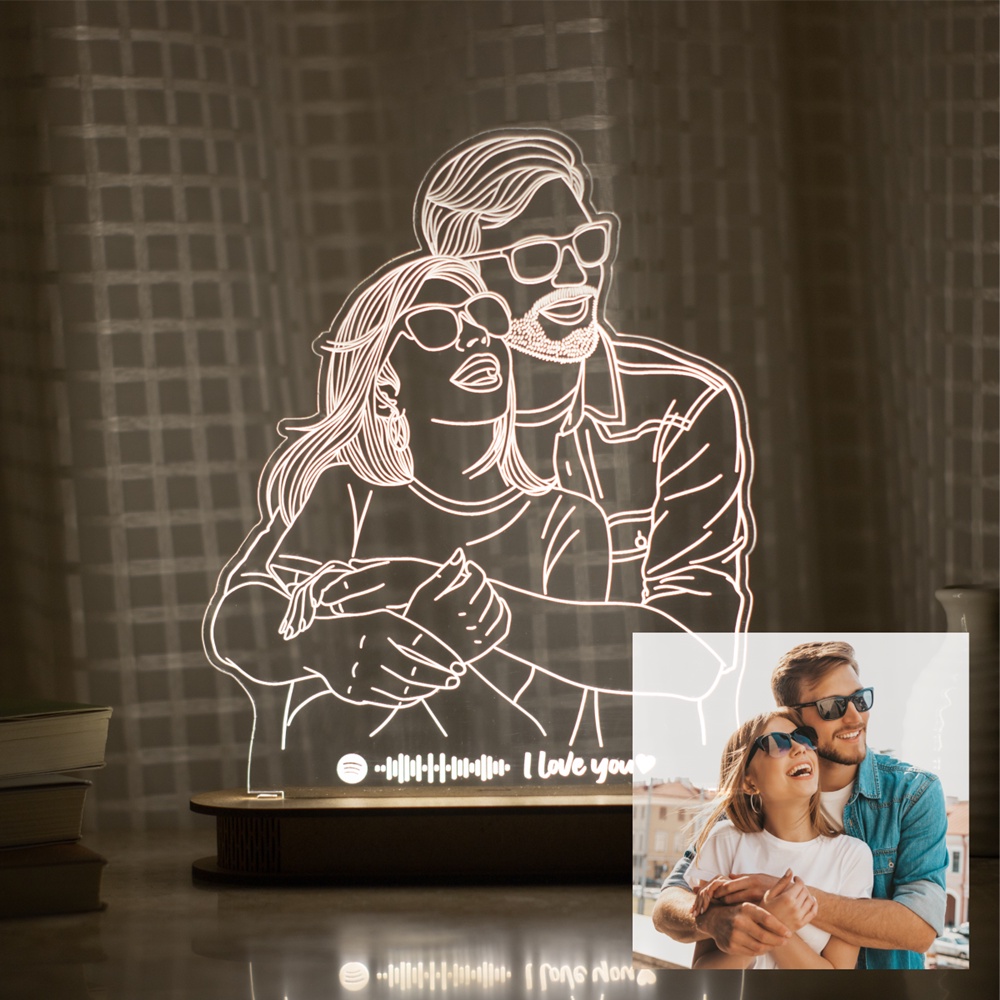 Luminária Personalizada Com Sua Foto Desenhada Presente Namorado(a) Dia dos Namorados