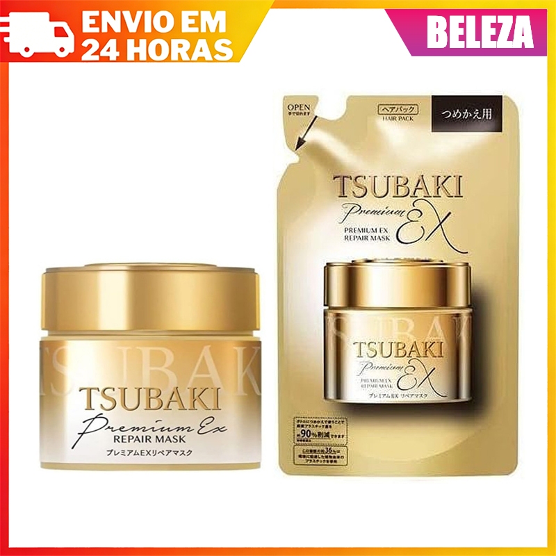 Shiseido TSUBAKI Premium EX Máscara Reparadora/Creme Hidratante Para Cabelo/Garrafa 180g/Recarga