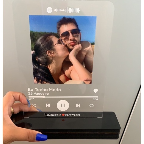 Luminária Romântica Presente Casal Foto Spotify Personalizada