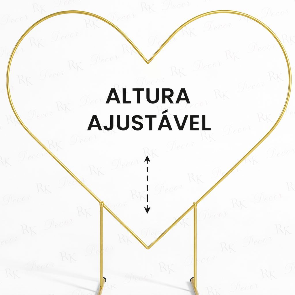 Arco Coração Regulagem Altura Desmontável Decoração Amor Love Ferro Namorados Paixão