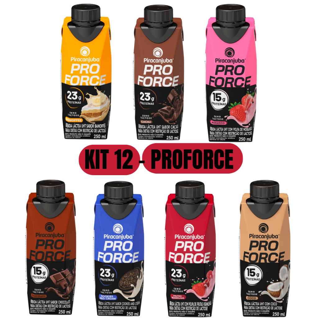 Kit 12 Bebida Láctea Piracanjuba ProForce Whey 250ml Escolha o Seu Sabor