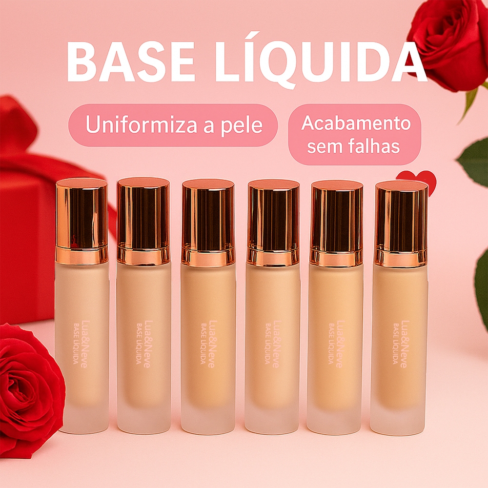 Pele Perfeita e Sem Falhas · Base Líquida Uniformizante 40ml – Lua&Neve