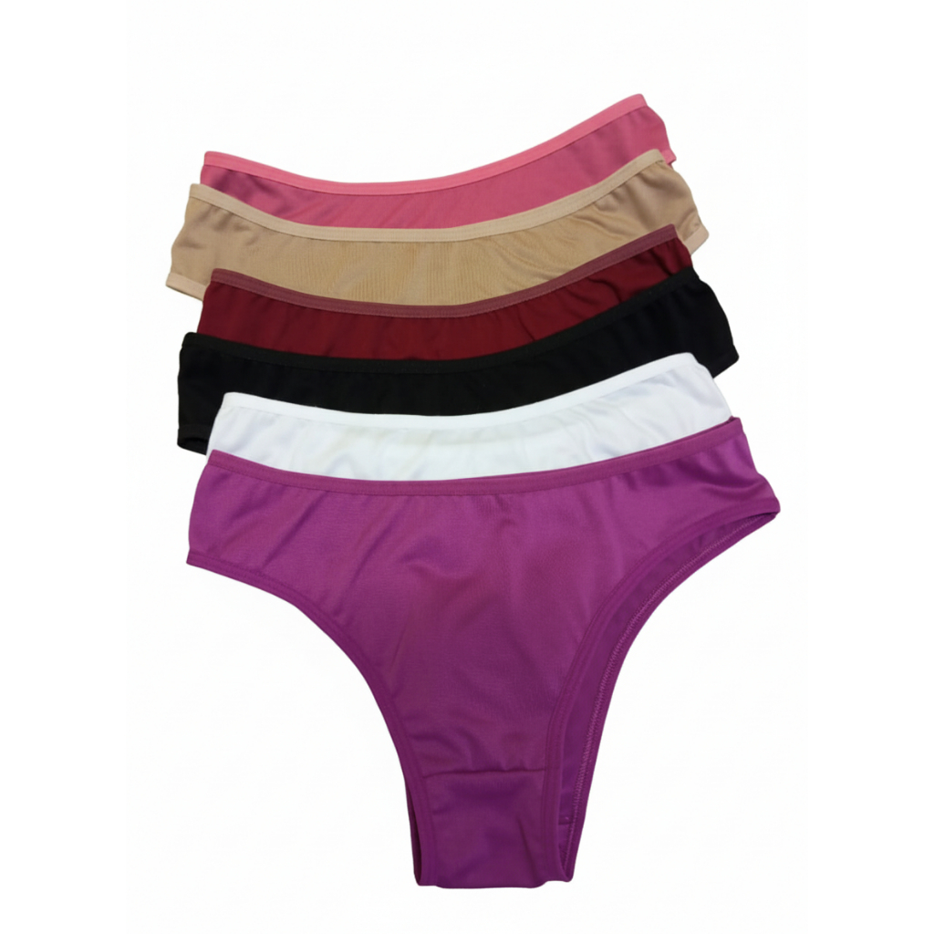 Kit 5 Calcinhas Suede Algodão Cotton | Lingerie Básica Feminina Confortável Premium