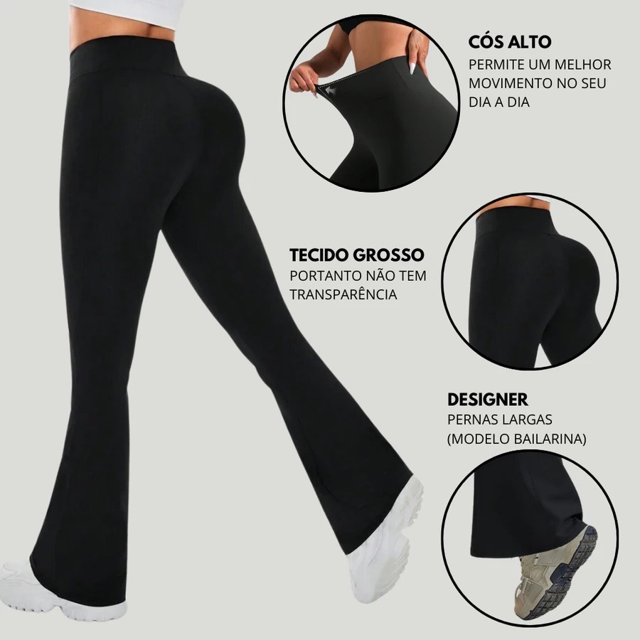 Calça Flare bailarina cintura alta suplex modela bumbum NÃO TEM BOLSO