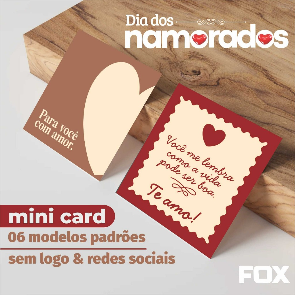 Mini cartão Romântico Dia dos namorados 5x4,5cm Papel C2S 300g com Verniz Frente
