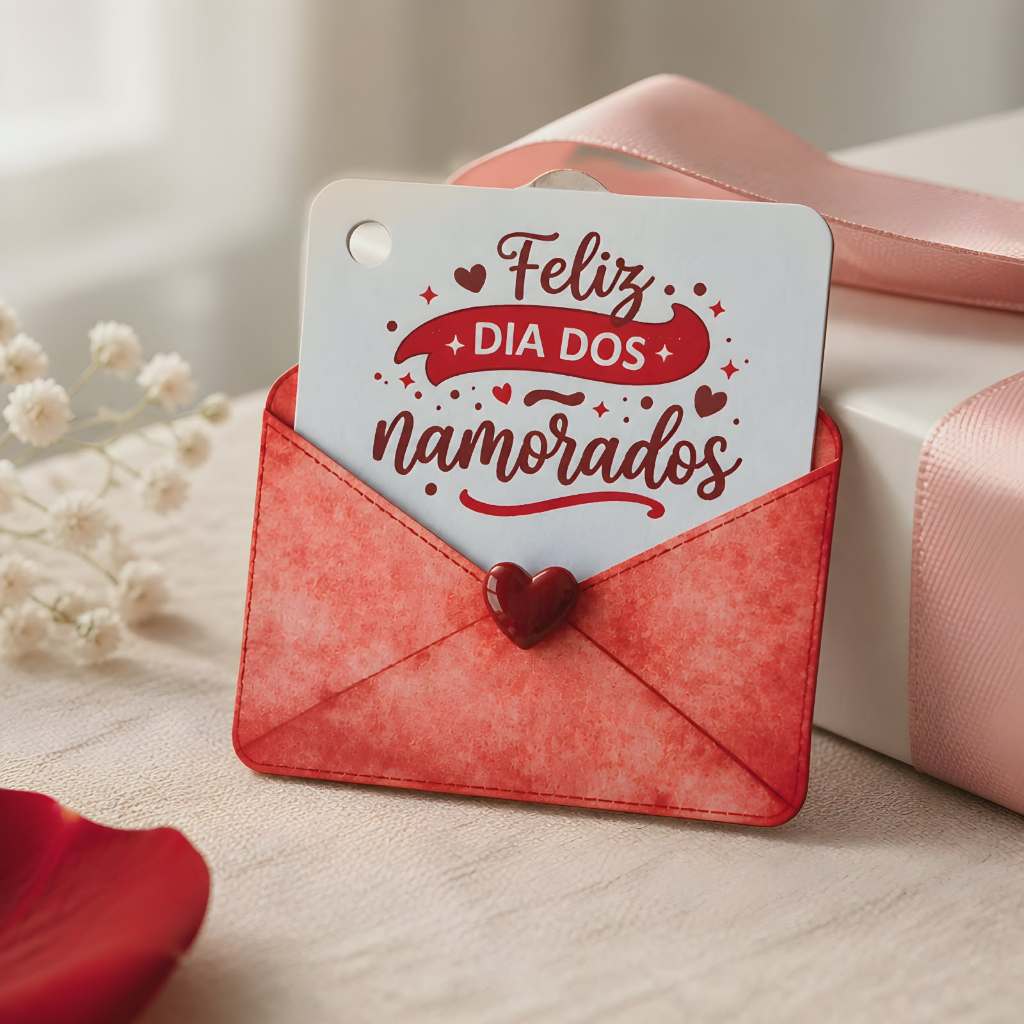 Kit Tag Dia dos Namorados 6x5,7cm - Embalagens Presentes Mimo Dia dos Namorados - Tag Formato Envelope Cartinha