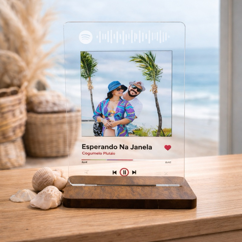 Quadro Spotify Personalizado em Acrílico com Foto, Frase Personalizada Dia dos Pais, Mães, Namorados