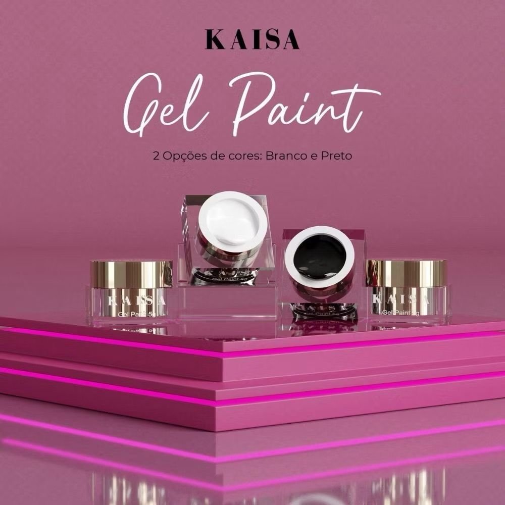 Gel Painting Kaisa Luxo 5ml Preto Branco Unhas Acrigel UV Nail Art Uso Profissional