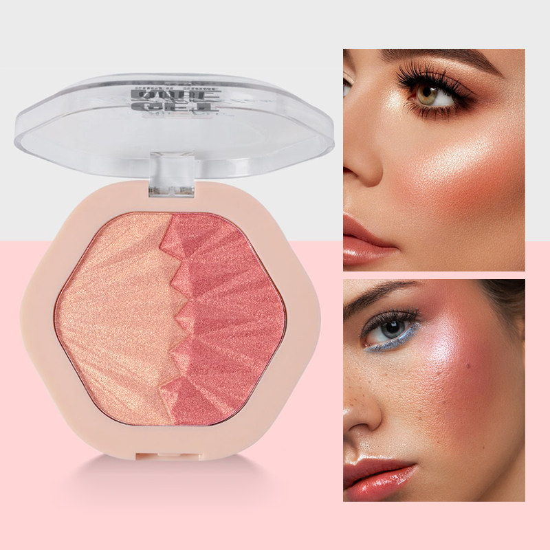 Duas Cores Dupla Utilização Diamante Líquido Alto Brilho Pó Bochecha Rosa Natural Fino Brilhante