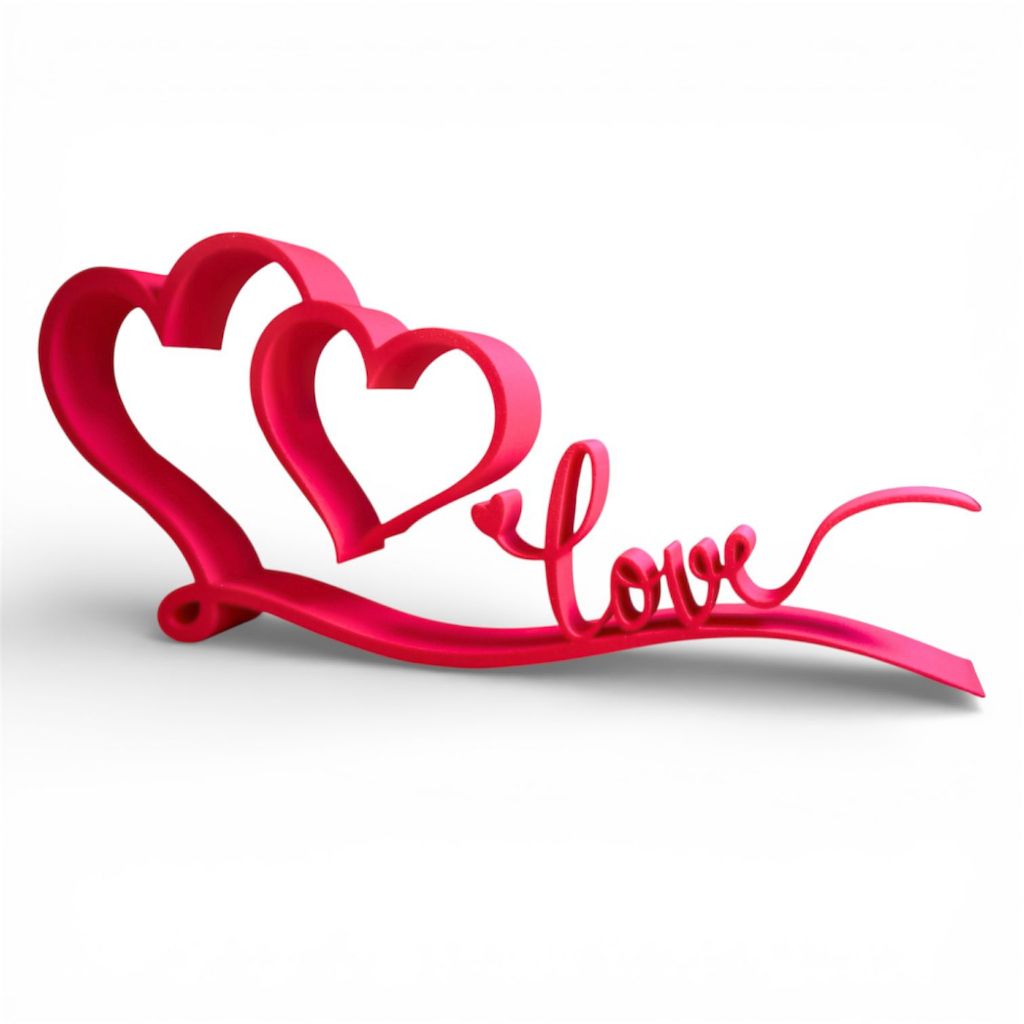 Enfeite Casal Escultura Decorativa LOVE com Corações Dia dos Namorados