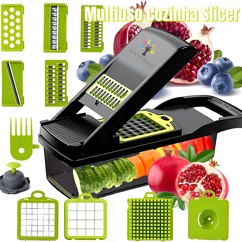 Fatiador de cozinha multifuncional profissional em aço inoxidável 16 em 1 fatiador de vegetais/frutas/legumes