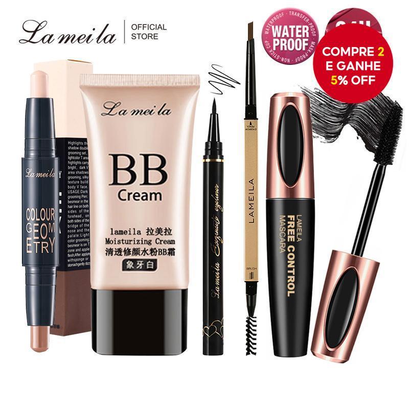Conjunto De Maquiagem Facial LAMEILA De 5 Peças-BB Cream , Contour Stick , Rímel , Sobrancelha E Delineador , Kit Comple
