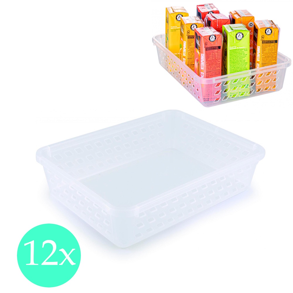kit 12 Cestas Transparente Organizadora Armário infantil guarda roupa quarto lavanderia cozinha pia  banheiro cestinha