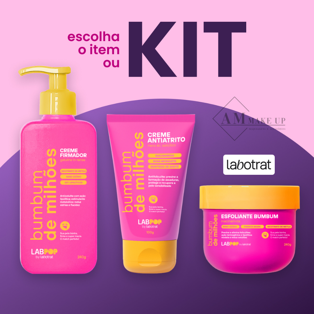 Firmador de Bumbum + Esfoliante + Creme Antiatrito + Óleo Termogênico Bumbum de Milhões Labotrat