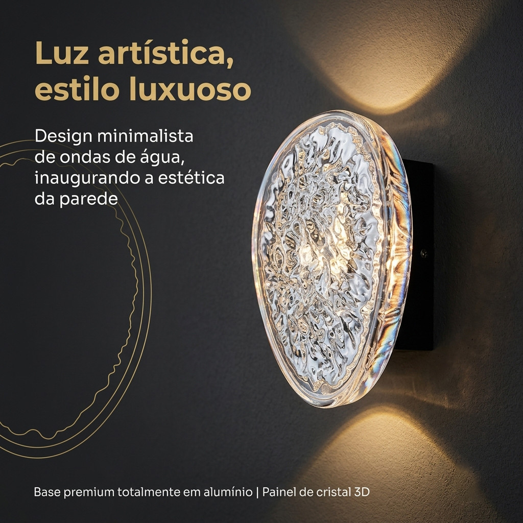 Arandela De Parede Led 6w Bivolt Alumínio Efeito 3D IP65 Externa Interna
