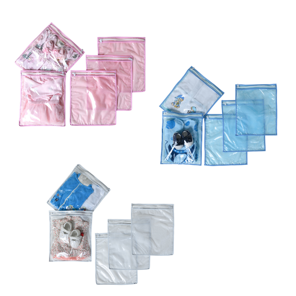 Kit com 3 saquinhos organizadores para mala de maternidade com zíper- roupas molhadas de praia