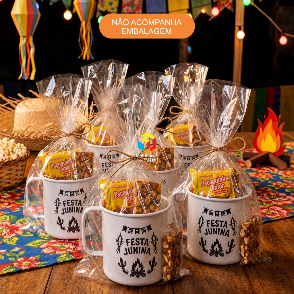 Kit 10 Canecas Personalizadas 310ml de Plástico para Festa Junina - Arraiá